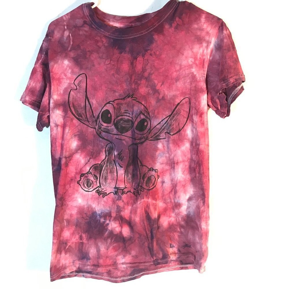 Disney Lilo and Stitch Tee Shirt Size Small Pink Tie dye Cotton - Picture 5 of 8